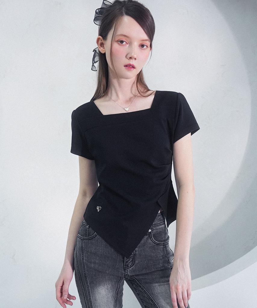 VIVACIOUS Elegant Side Tuck Short T-Shirt White