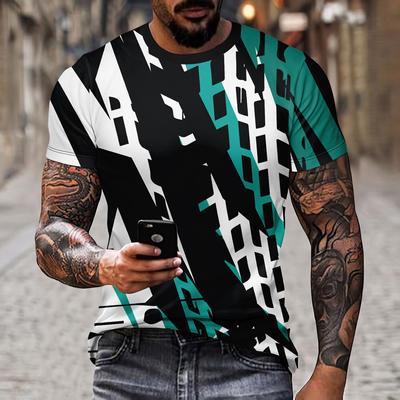 Letni męski T-shirt plus size fajny i wszechstronny na ulicy z nadrukiem 3D top z okrągłym dekoltem retro hip-hop odzież męska z krótkim rękawem