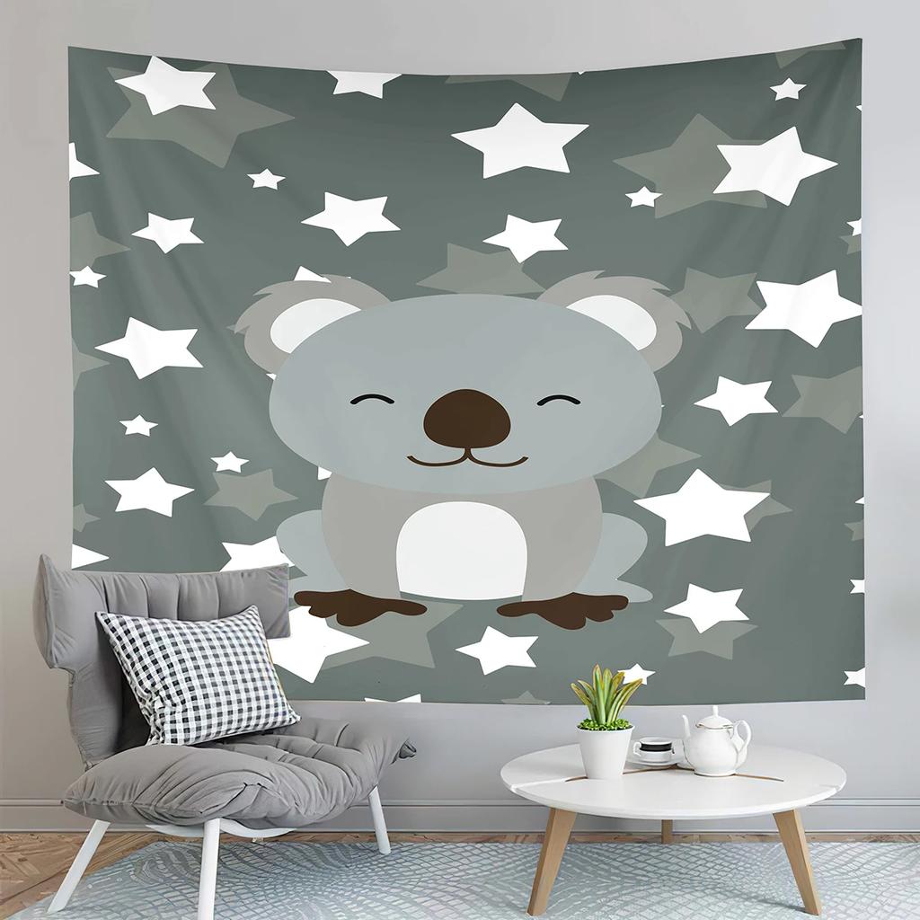 Cartoon Koala Tapestry Eucalyptus Branches Tapestry Cute Wild Animals Tapestry Home Living Room Bedroom Wall Modern Tapestries
