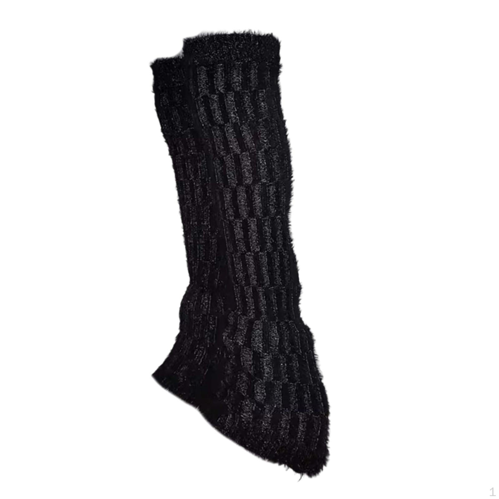 

2 Figure Skating Leg Warmers for Decorating Boots Dance And Ballet black plush