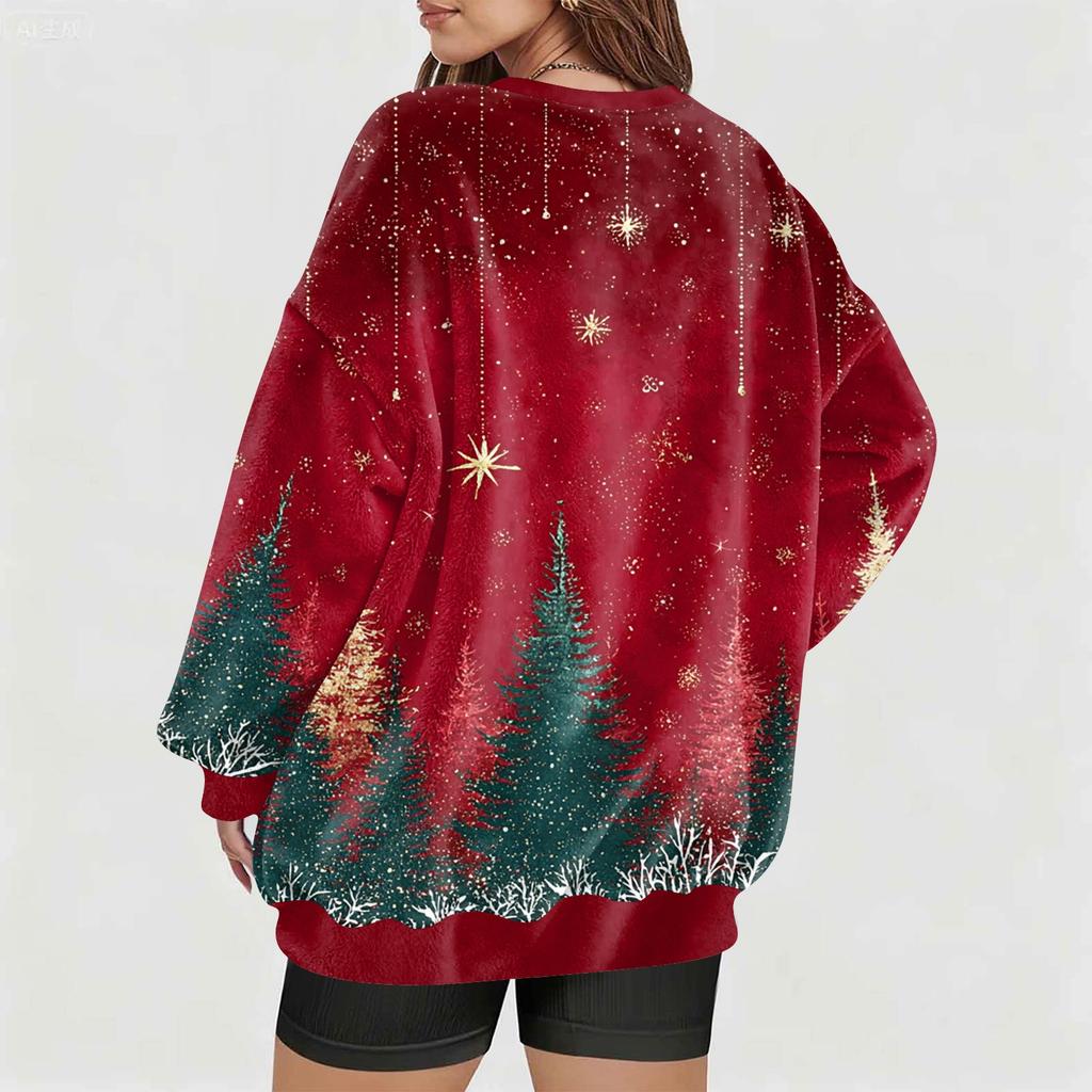 Modă Femei Casual Mânecă Lungă Crăciun Imprimat Decolteu în V Top Hanorac