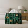 [JIT]1pcs Tissue Box, 2D Flat, Printed On Both Sides, Green Golden Art Deco Pattern Tissue Box- Art Deco Napkin Storage Box, Suile for Rolls/Facial Ti