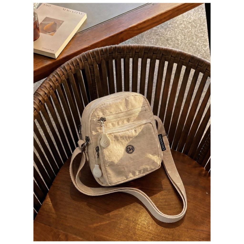 Shoulder Bag Women Nylon  Multi Compartment Adjustable Strap Daily Commute