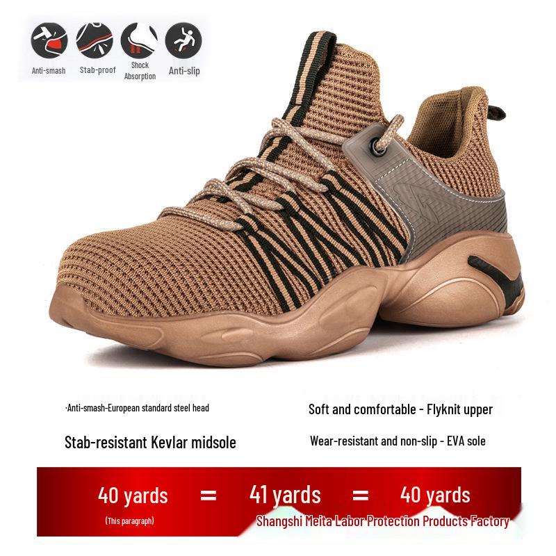 Four-Season Steel Toe Safety Work Shoes, Anti-Smash & Anti-Puncture, Breathable, Lightweight, Comfortable, with Rotating Button.