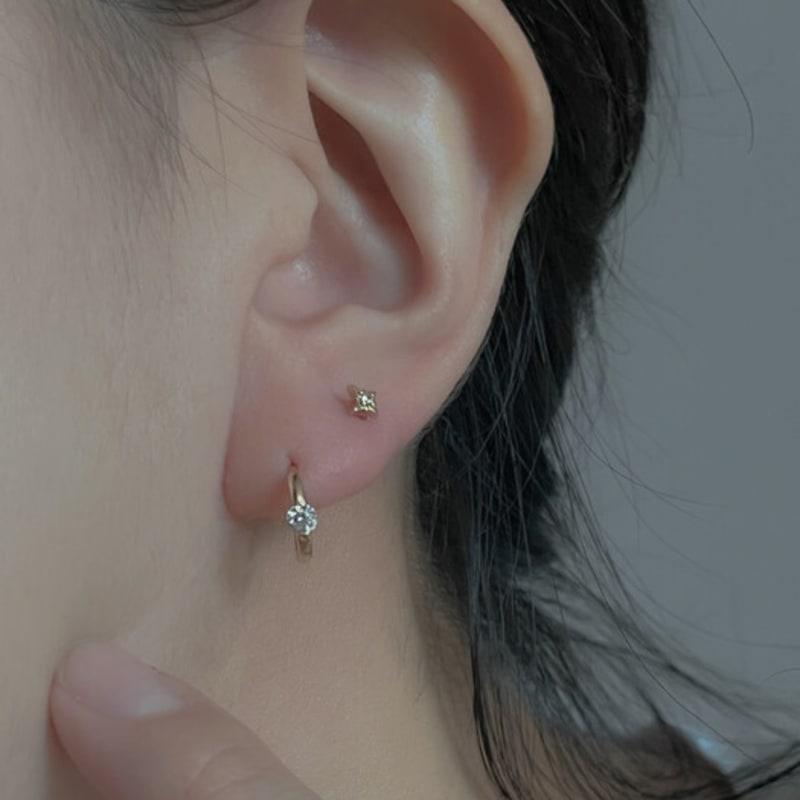 BettyU 14k Gold Cubic One-touch Earrings