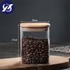 Průhledná čtvercová zapečetěná plechovka skleněná kořenka s víkem Kuchyňská nádrž na uskladnění kávových zrn Zásobník na potraviny