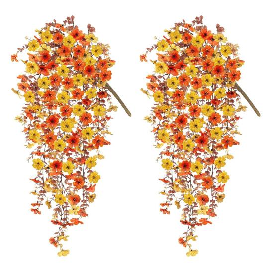 1/2/3/4Pcs Fall Hanging Artificial Violet Flower UV Resistant Realistic Fake Flower Wedding Party Indoor Outdoor Garden Wall Hanging Faux Flower