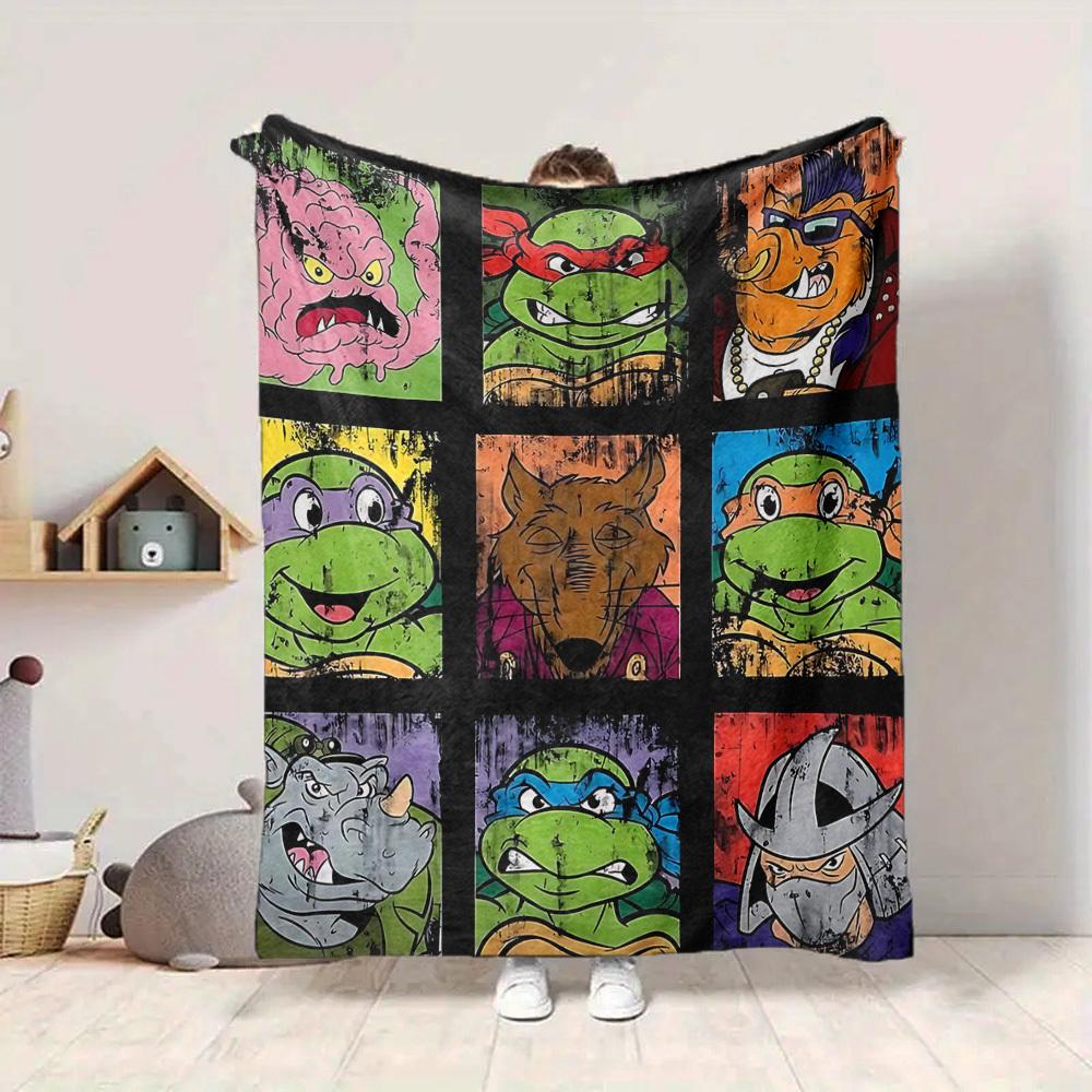 1pc Turtles Characters Cozy Print Blanket Lightweight Warm Flannel Throw Blanket For Sofa, Bed, Living Room