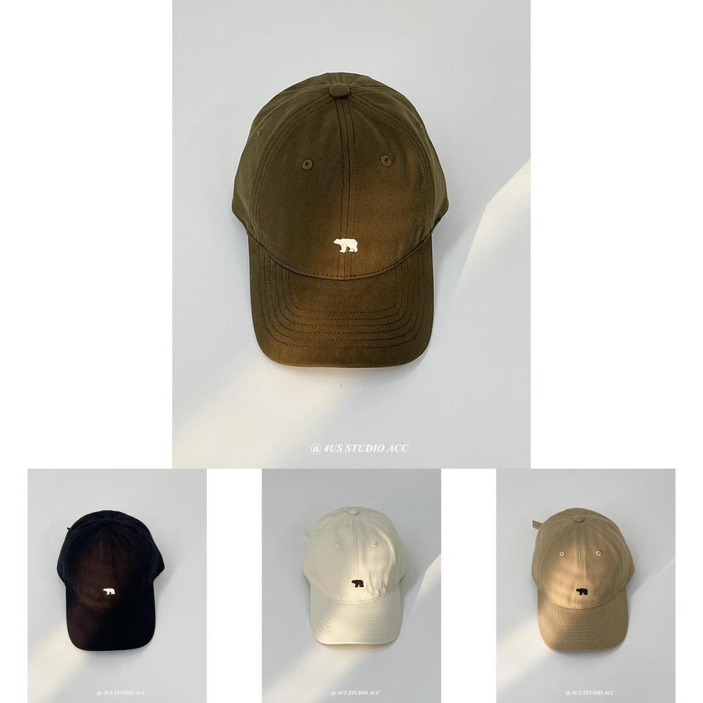 Vintage American Style Soft Top Black Baseball Cap With Cute Bear Embroidery For All Seasons