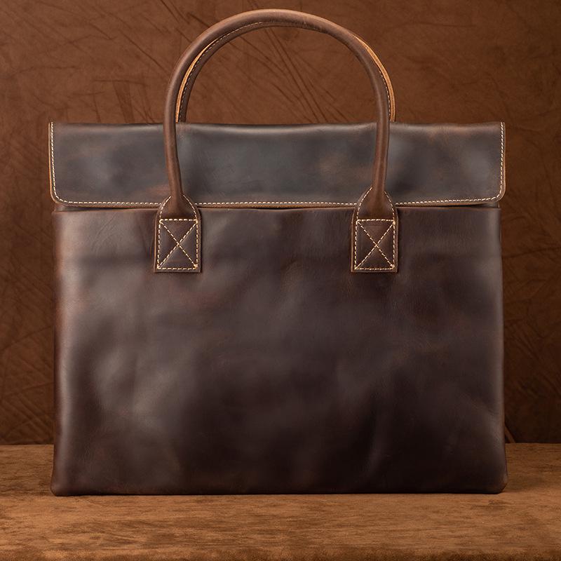 

Мужская легкая сумка для ноутбука 15 дюймов из натуральной кожи - Воловья кожа Crazy Horse кофейный