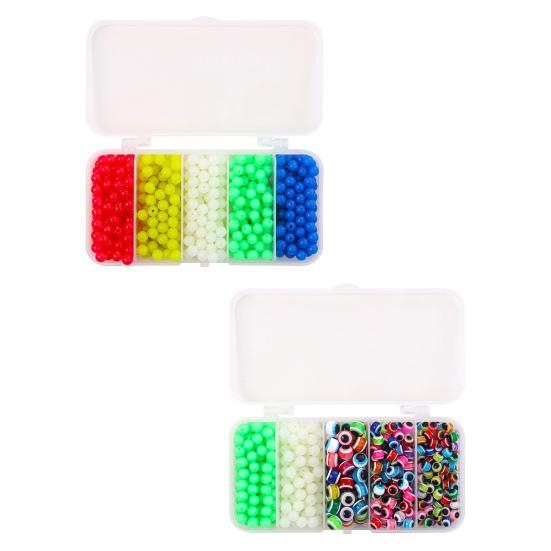 500Pcs Luminous Fishing Space Beans Box Glow-in-the-Dark Round Float Balls Stopper Rigging Beads Fishing Supplies