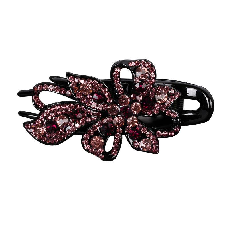 Pince à cheveux coréenne rétro à strass - Grand style bec de canard pour chignon