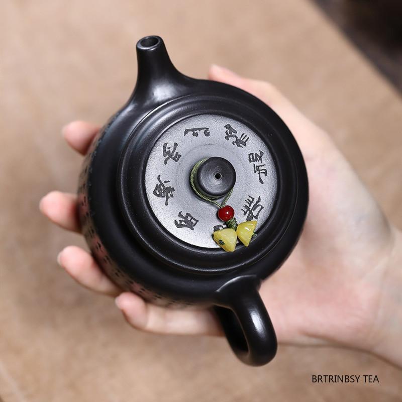 220ml Yixing Handmade Purple Clay Teapot Household Hand-carved Zisha Tea Pot Beauty Tea Infuser Kettle Chinese Tradition Tea Set