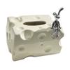 Tissue Box Cover Ceramic Rectangular Stylish Elegant Decorative Napkin Box Holder for Desktop Coffee Table