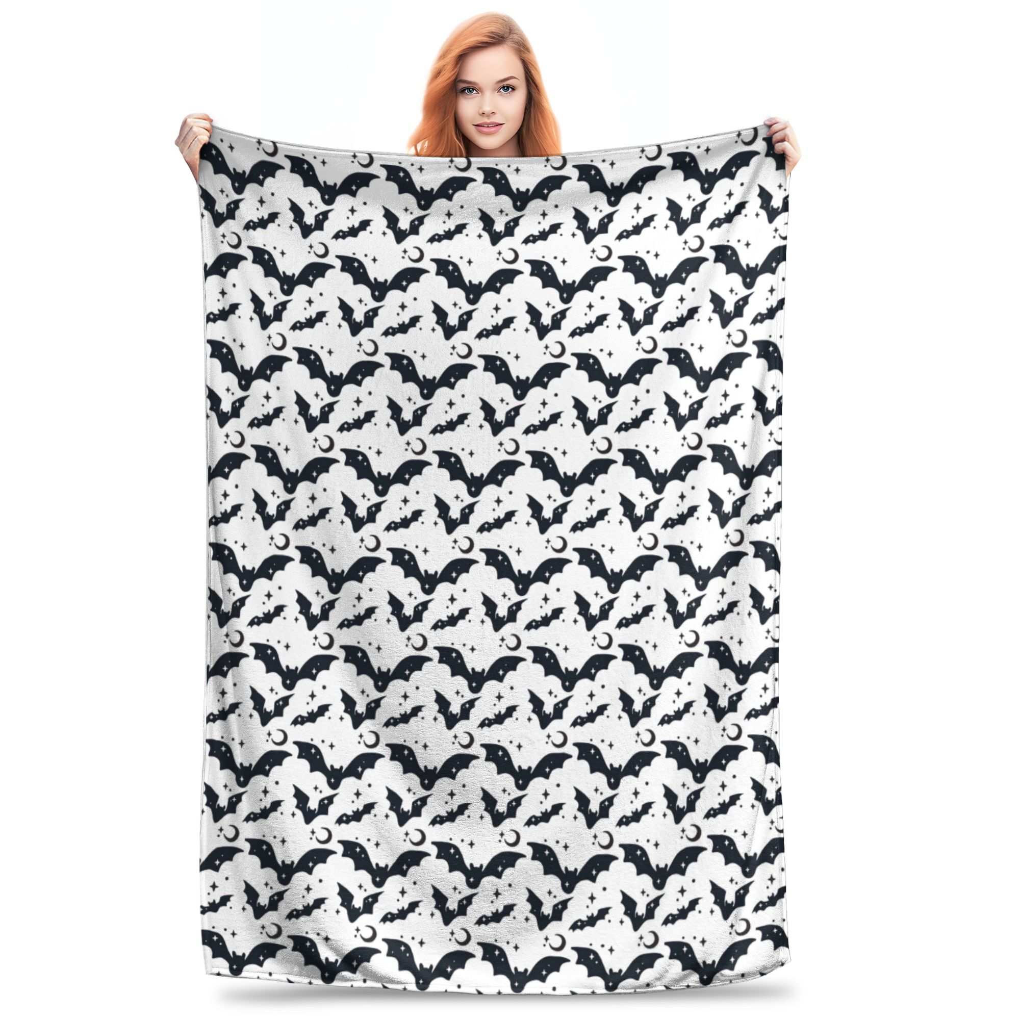 

Flannel Throw Blanket Halloween Bat Stars Cartoon Warm Plush Blankets Soft Bedspread for Bed Living room Home Travel Couch 80x120cm