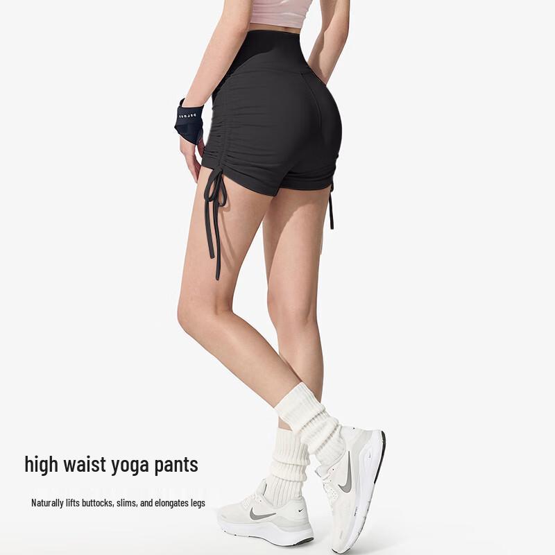 Yuyou Bare Feel High-Waist Drawstring Yoga Fitness Shorts