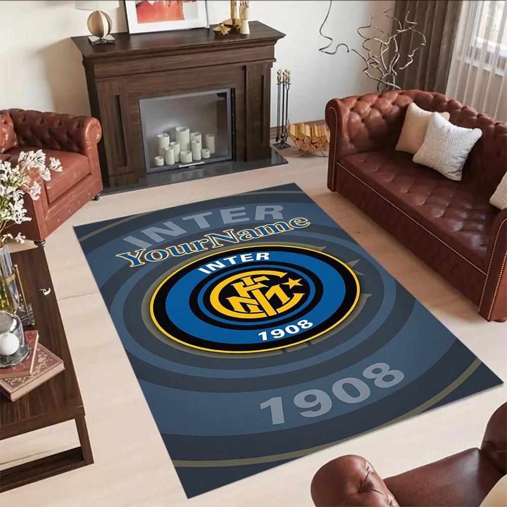 Inter Milan Personalized Name Carpet Perfect for Study room Game Room Dormitory Balcony Antislip Carpet Anime Office Decor