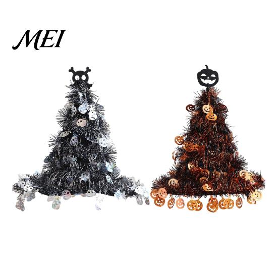 Reusable Festival Ornaments Halloween Witch Hat Pumpkin Decor, Metallic Rain Curtain Door Hanging Ornament for Wall Party, Spooky Festive Home