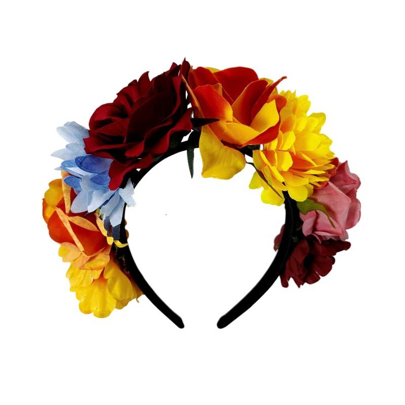 European and American simulated fabric flower headband, retro oversized rose headband travel vacation party dress up headgear