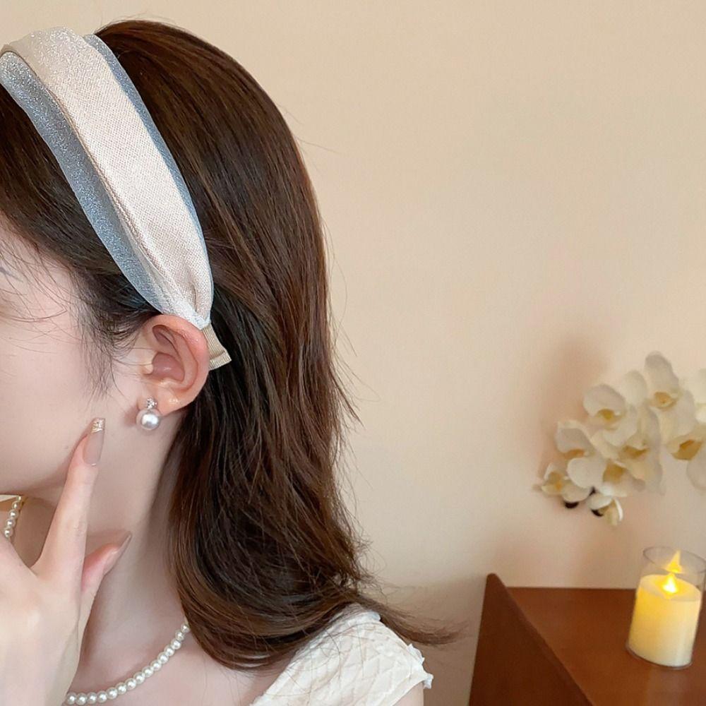 Sweet Women Hair Hoop Mesh Wide Edge Hairband Hair Accessories Chiffon Headband  Wash Face
