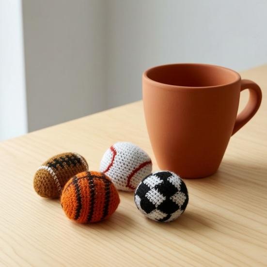 4 Stück Handgefertigtes Gestricktes Footbag-Set, Buntes Häkel-Footbag für Erwachsene & Anfänger, Jonglierbälle mit Mehrfarbigem Geometrischem Muster für Drinnen