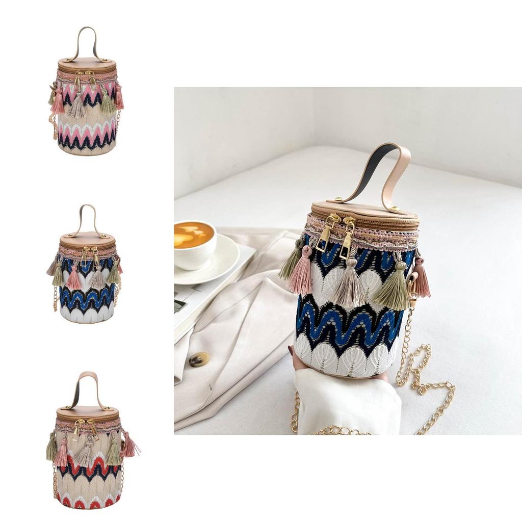 Ethnic Style Shoulder Bag With Chain And Tassels For Summer Outfits