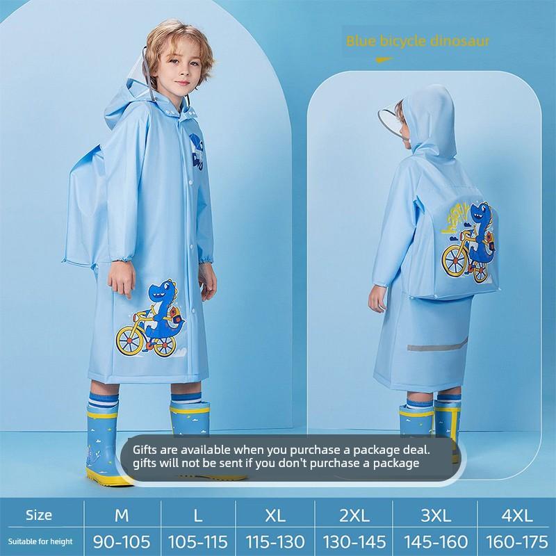 Children's Raincoat for Boys and Girls, Kindergarten and Primary School Students, Full-Body Rain Poncho with Backpack Space, Blue and Pink, Portable