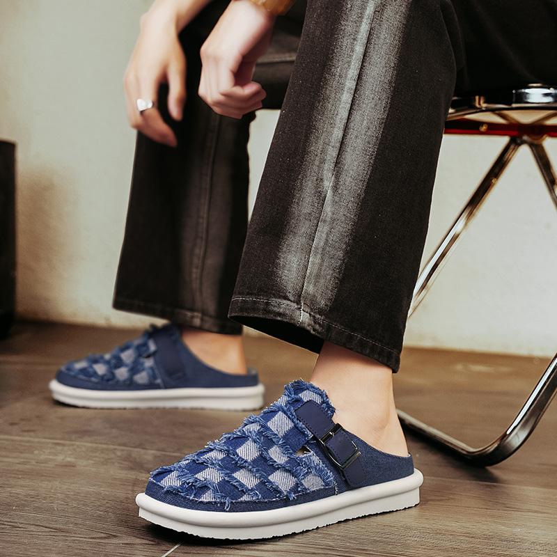 Men's Fashion Leisure Slippers Summer Outdoor Breathable Walking Shoes Indoor Lightweight Soft One Stirrup Home Shoes  New