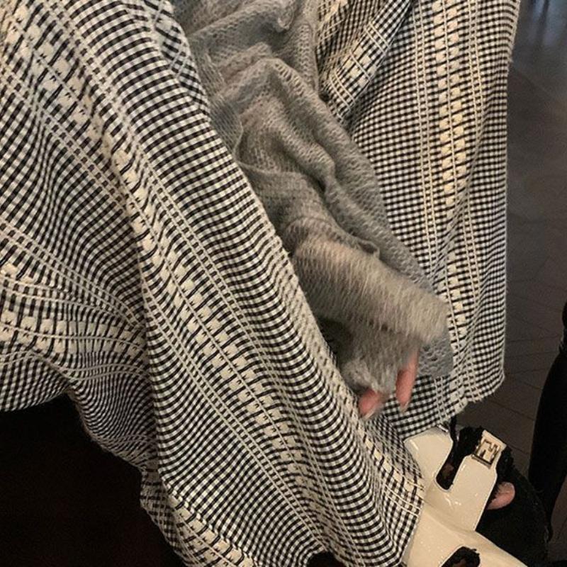 Designer Fall Retro Embroidered Plaid High-Waisted Wide-Leg Drapey Casual Pants for Women - Floor-Length