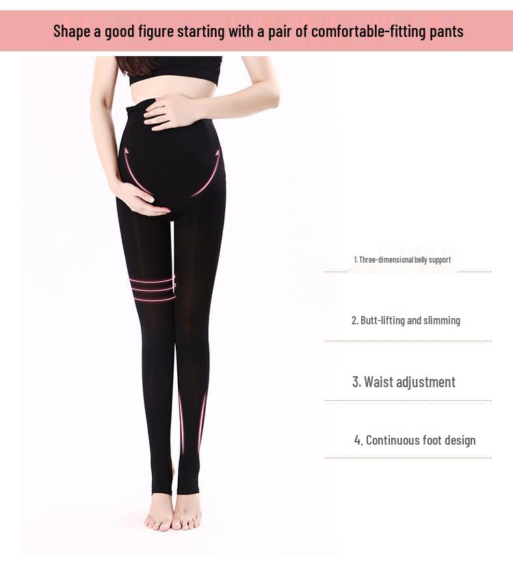 Damskie ciążowe legginsy podtrzymujące - Średniej grubości, 120D, Wiosna/Lato