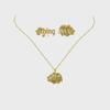 Luxury Geometric Leaf & Flower Earrings Necklace Set