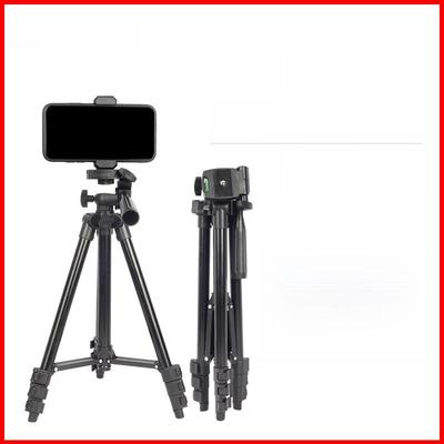 Schwarzes Stativ für Live-Übertragungen von Mobiltelefonen mit 1,1 m Höhe, Angellicht-Teleskop und Konstruktion aus Aluminiumlegierung.