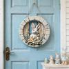 Easter Bunny Sign for Front Door Wooden Farmhouse Indoor Fireplace Window Hanging Wreaths Welcome Banner Decoration for Home Garden Fence