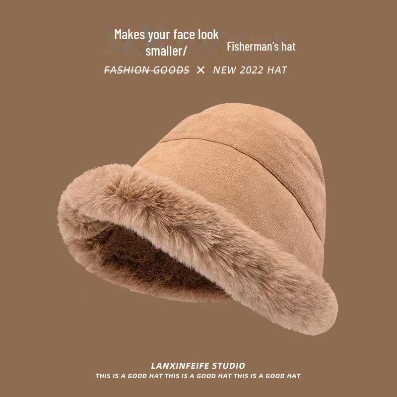 Women's Suede Mongolian Hat with Fur Ball Earmuffs - Versatile, Cute, and Warm for Autumn and Winter
