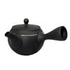Nihon Tosai Bamboo Spring Black Clay Small Round Plum Teapot