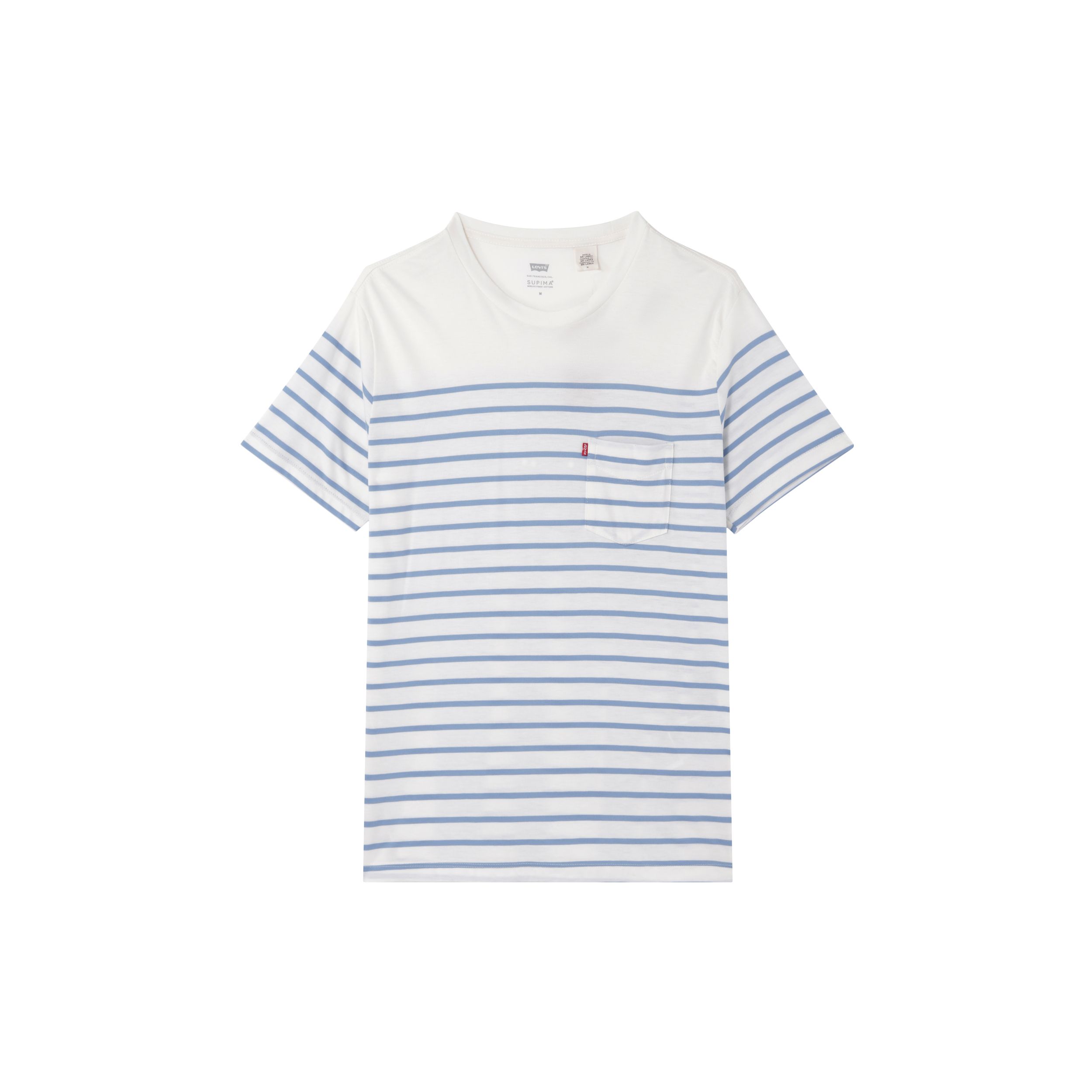 

Мужская футболка Levis в полоску с карманом, с коротким рукавом, белая 29813-0041 S