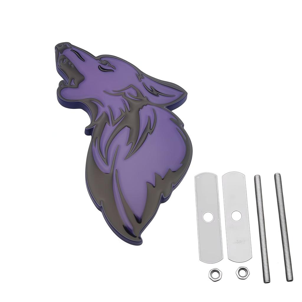 3D Metal Wolf Logo Car Front Grille Badge Side Fender Rear Trunk Emblem Sticker Decal  Car Exterior Decorative Accessories