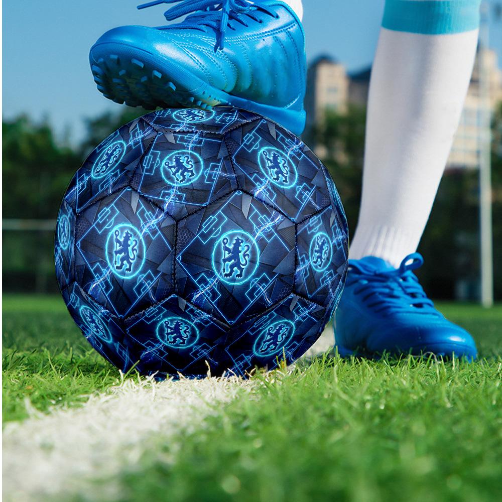 Chelsea FC Theme Soccer Ball Size 5 Soccer Ball Soft Touch Professional Training Football for Outdoor Sports
