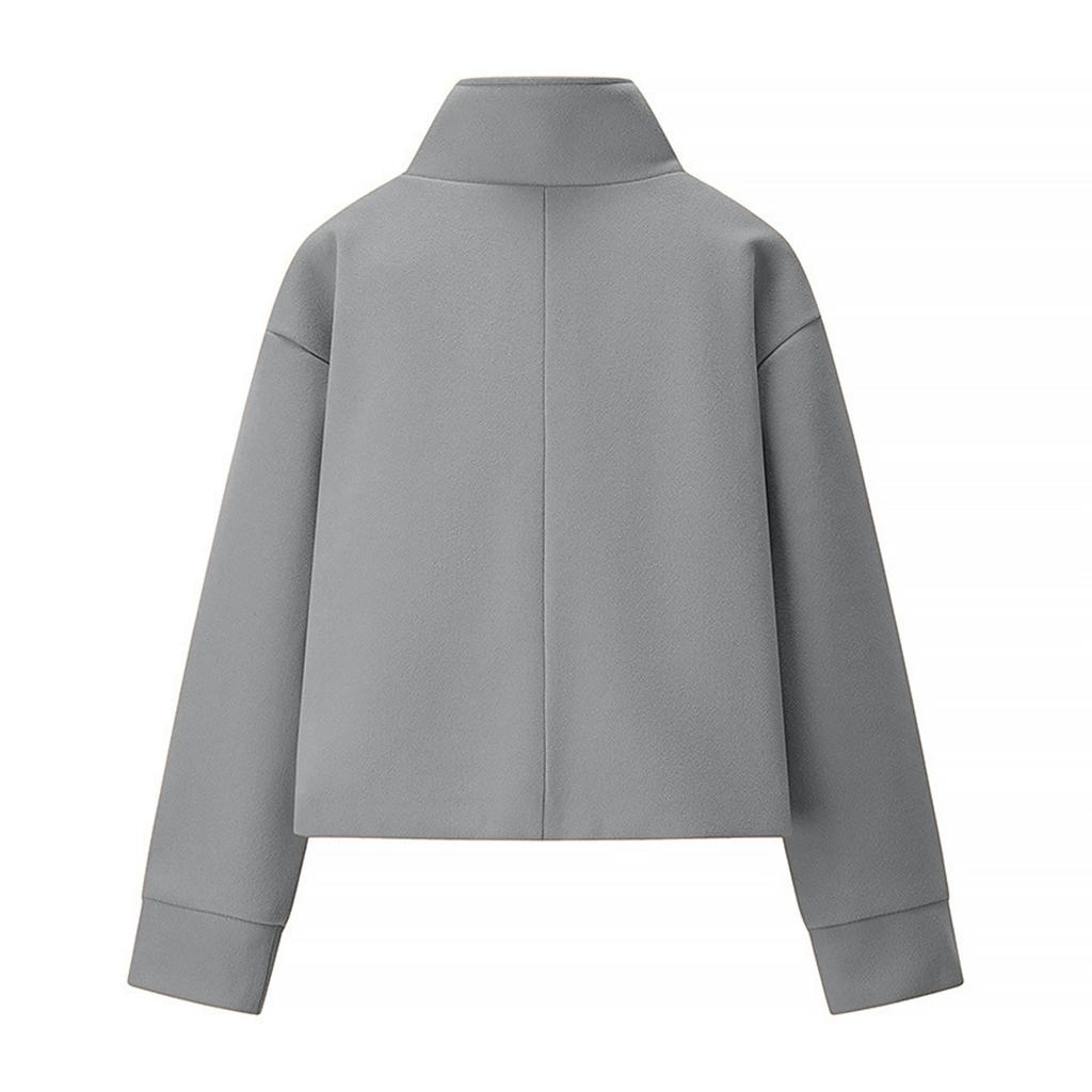 Women's Faux Suede Button Jacket Oversized Gathered Hem Short Length Coat Casual Vintage Outerwear With Pockets