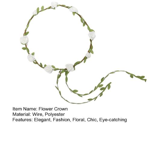 Assorted Colored Rose Flower Crown for Women Floral Bohemian Headpiece Fairy Wreath Headband with Green Leaves for Wedding Party