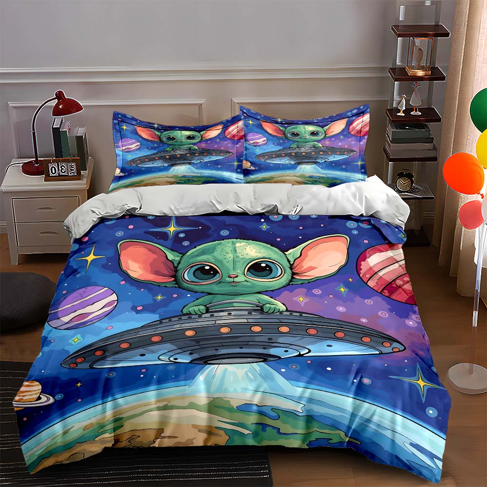 

Alien-themed spaceship. Bedding Duvet cover sets Duvet covers Pillowcases gifts (1 * Duvet Cover 2 * Pillowcases, without duvet insert) 135x200cm