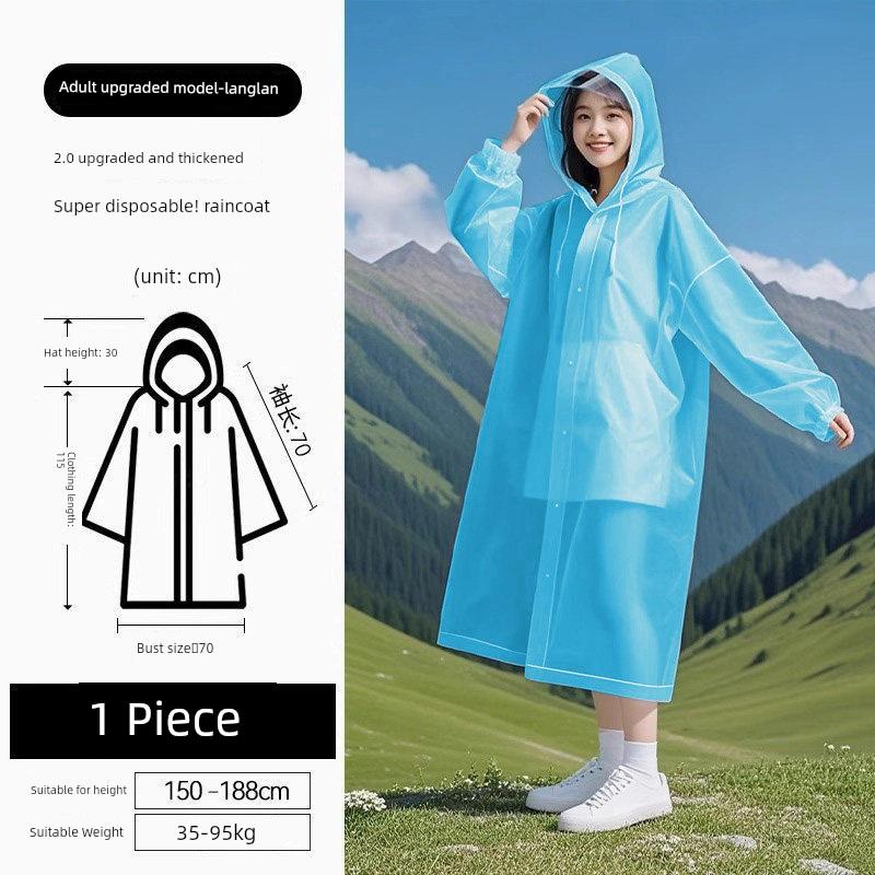 Long Raincoat, Full-Body Rain Protection, Disposable, Thickened for Adults, Suitable for Outdoor Wear, Hiking, Travel, Single-Person Rain Poncho