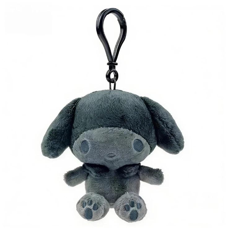 Cute Anime Figurine Kuromi Ugly Fish Full Black Dark Gray Carbon Black Series Plush Keychain Pendant Plaything Bag Present For Girls
