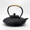 European Style Enamel Cast Iron Teapot with Flat Bamboo Design