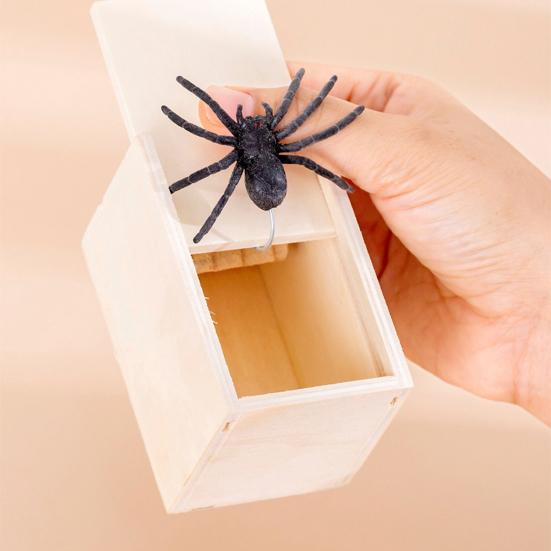 Halloween Spider Scared Wooden Box Prank Toy Funny Spoof Trick Spider Box Toy Halloween Scary Spider Jumps Out Great Party Gag Gift