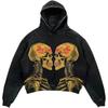 Amerikan Punk Kurukafa 3D Baskılı Kısa Kapüşonlu Sweatshirt Bol Kesim Erkek Kadın Sokak Giyimi
