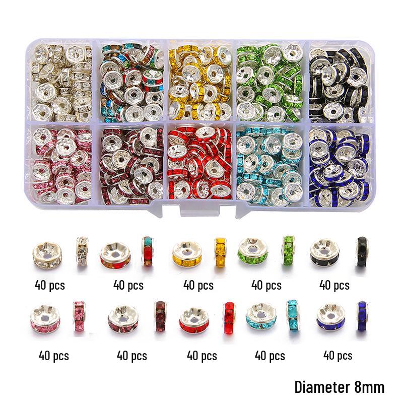 

Набор разноцветных бусин-проставок с кристаллами 8 мм для браслетов - 6-10 ячеек, аксессуары для изготовления украшений своими руками