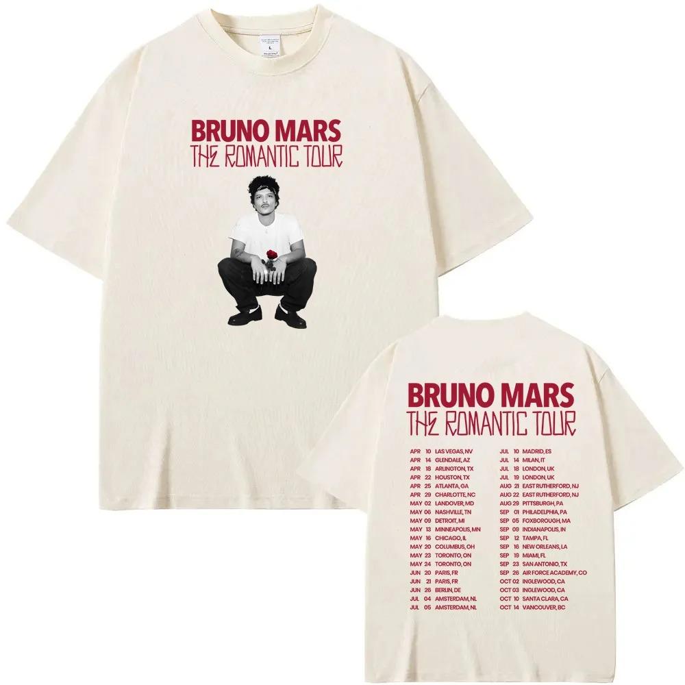 2026 The Romantic Tour TEE American Singer-songwriter Bruno Mars High Quality Fashion Tee-shirt Fashion 100%Cotton Camisetas