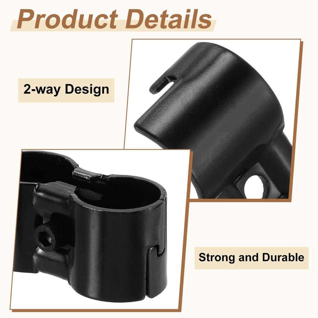 uxcell 4pcs Double Port Parallel Pipe Clamp 1-1/8" Saddle Metal Connector Corner Pipe Fitting