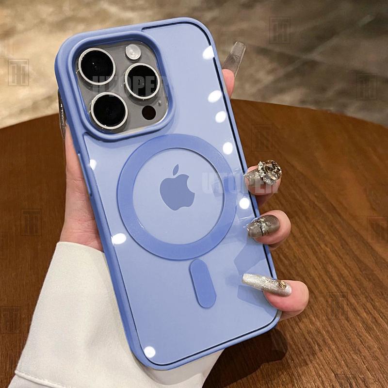 Advanced Acrylic No Yellowing Phone Case For iPhone 16 15 14 13 12 11 Pro Max 16 Plus Transparent Magnetic Magsafe Protect Cover
